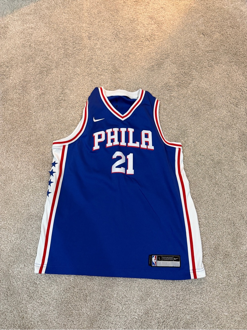 Nike Youth Large Joel Embiid Philadelphia 76ers Jersey Blue